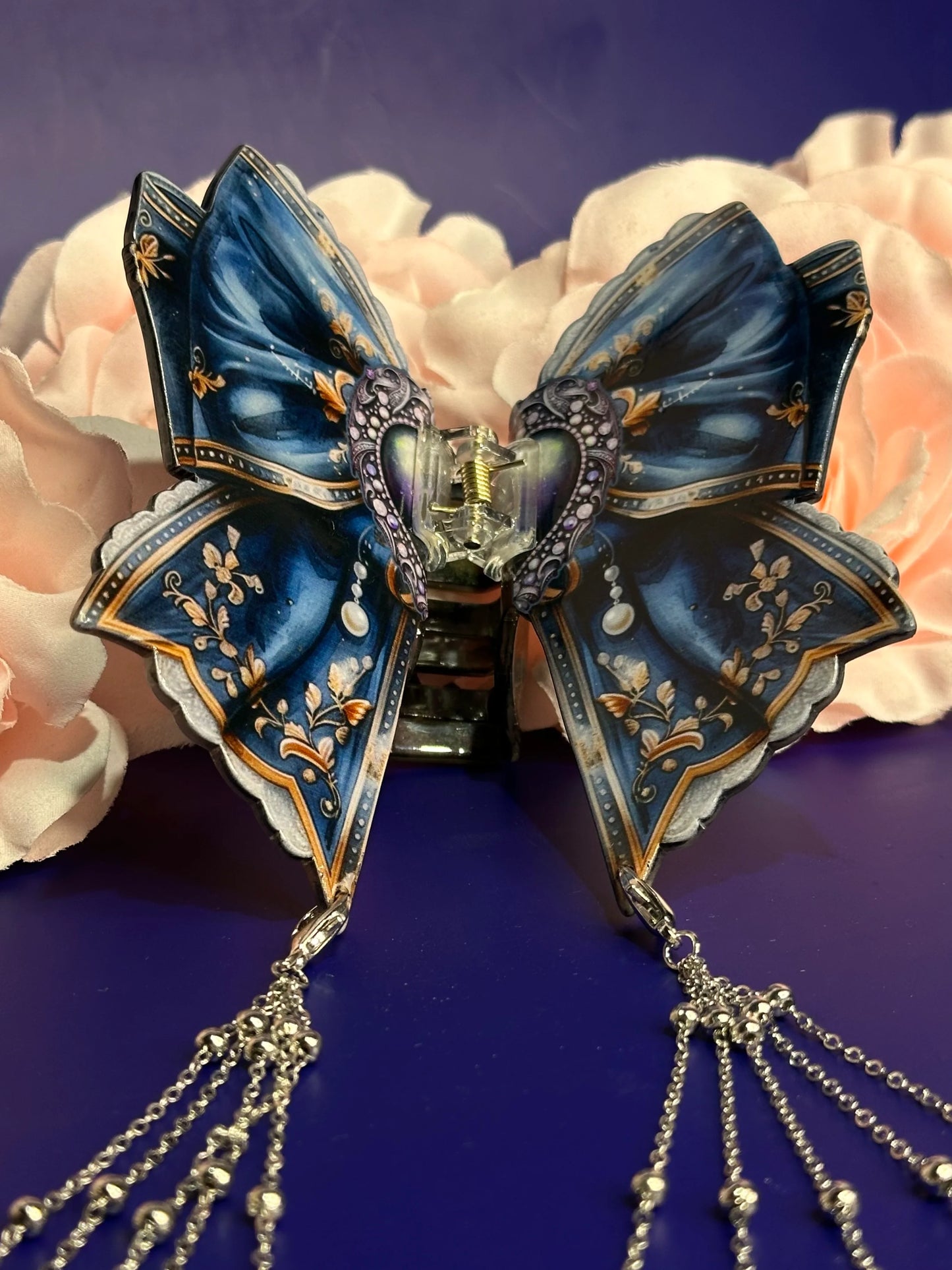 BOW PEEP - Ribbon hair clasp with chain