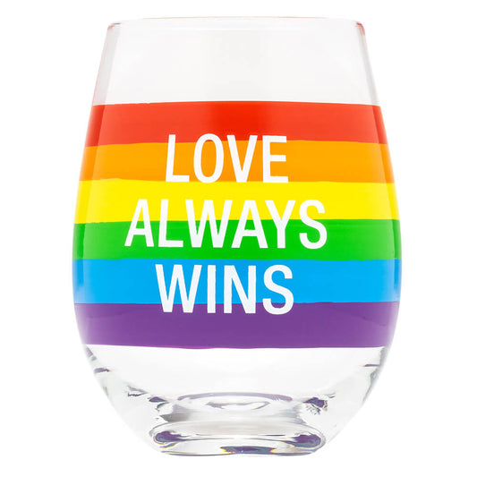 Wine Glass: Love Always Wins (Pride)
