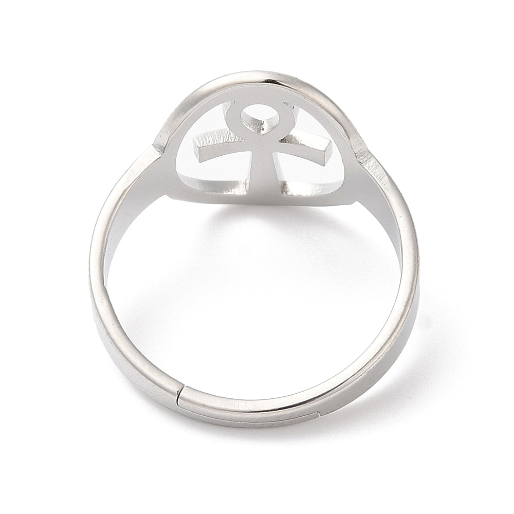 Ankh Cross Adjustable Ring Jewellery. Side View