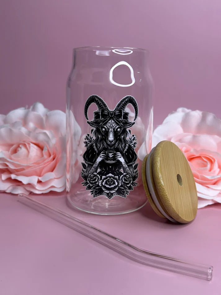BAPHOMETTE - Glass Latte Drink Cup