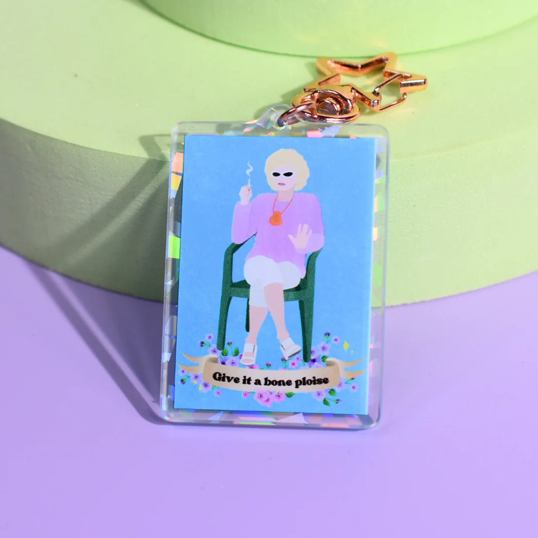 Kath & Kim Give it a Bone Ploise Holographic Key Ring