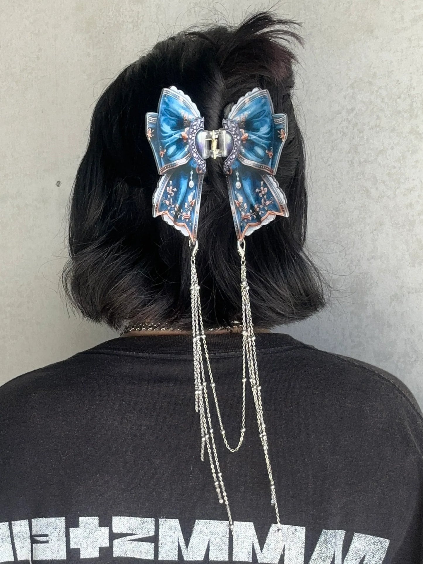 BOW PEEP - Ribbon hair clasp with chain