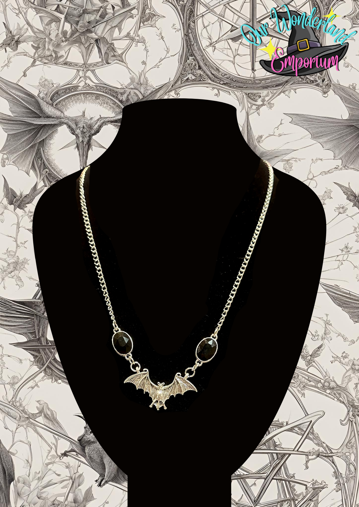 Gone Batty Chain Necklace On Bust