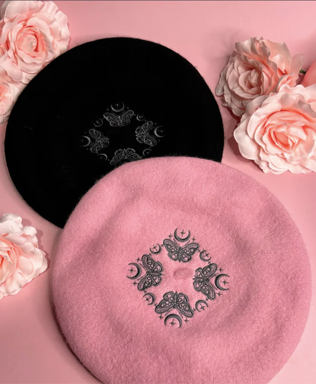 MOTH & MOON - Embroidered Beret