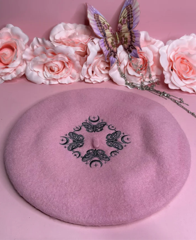 MOTH & MOON - Embroidered Beret