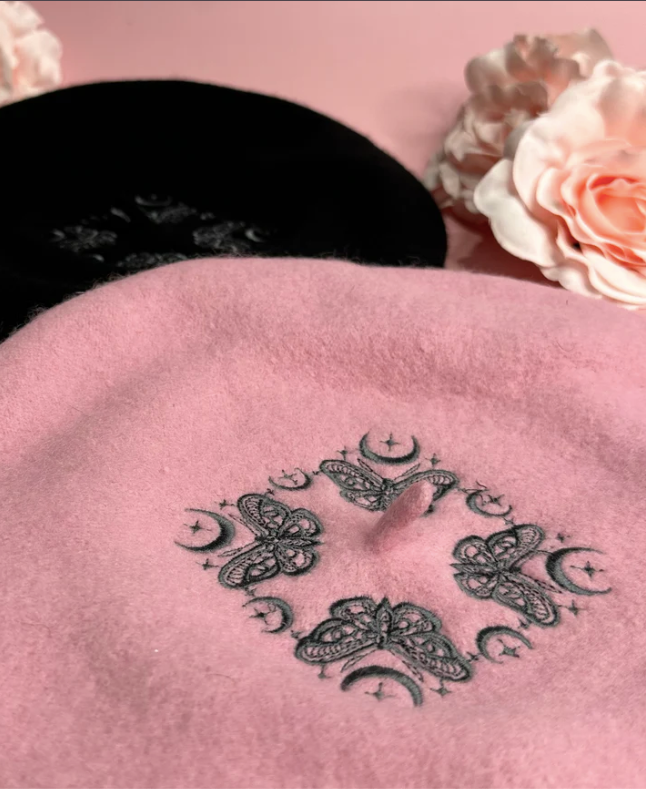MOTH & MOON - Embroidered Beret