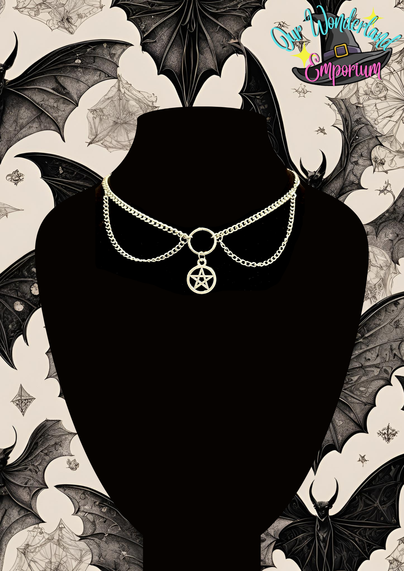 Pentagram Choker Chain On Bust