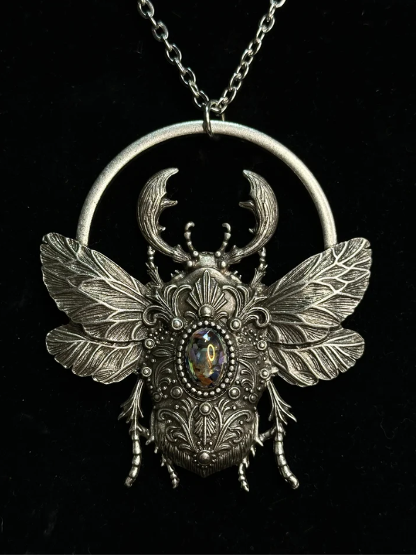 SCARAB RISING - Mother of Hades Beetle Necklace