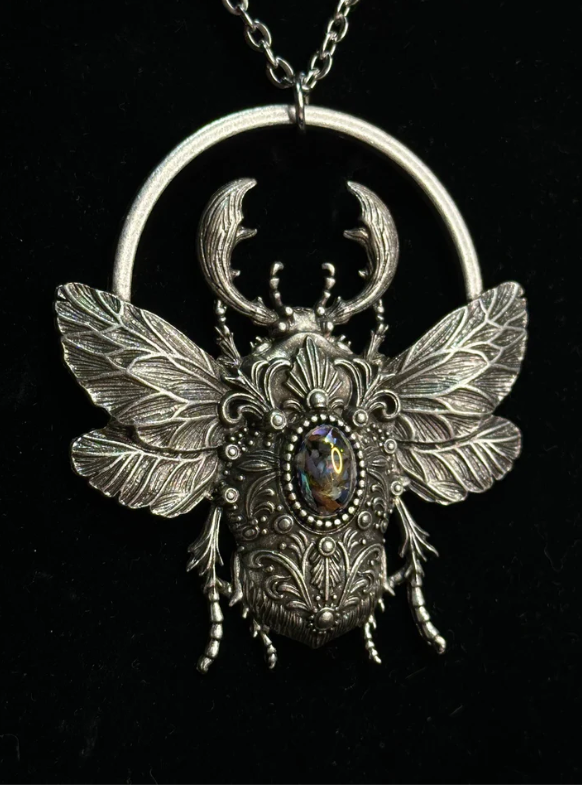 SCARAB RISING - Mother of Hades Beetle Necklace