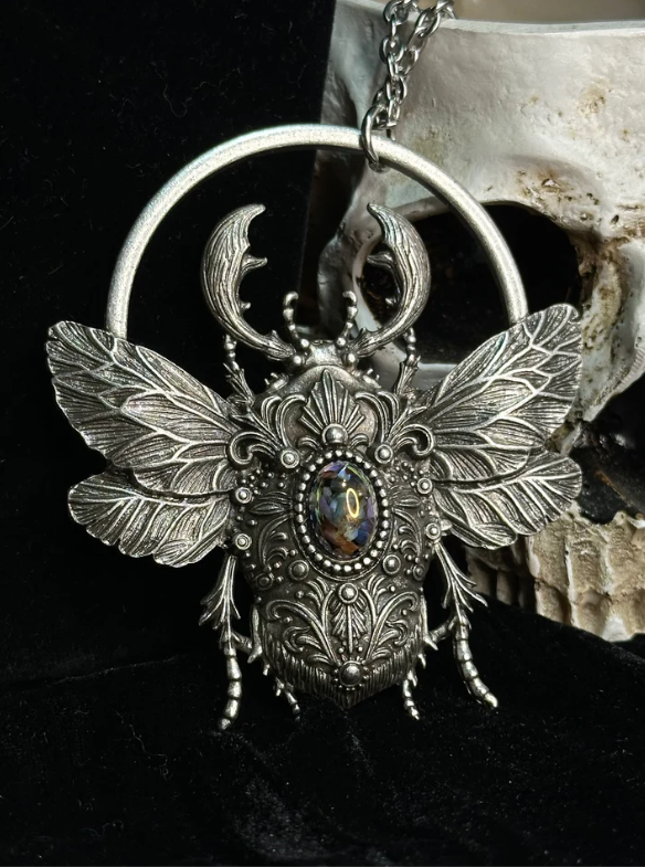 SCARAB RISING - Mother of Hades Beetle Necklace