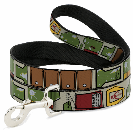 Dog Leash - 6-FEET - Star Wars Boba Fett Utility Belt Bounding Tan - WIDE 1.5Ó
