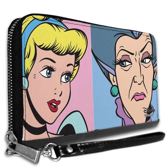 Cinderella and Wicked Step Mother Lady Tremaine Face Blocks Zip Wallet