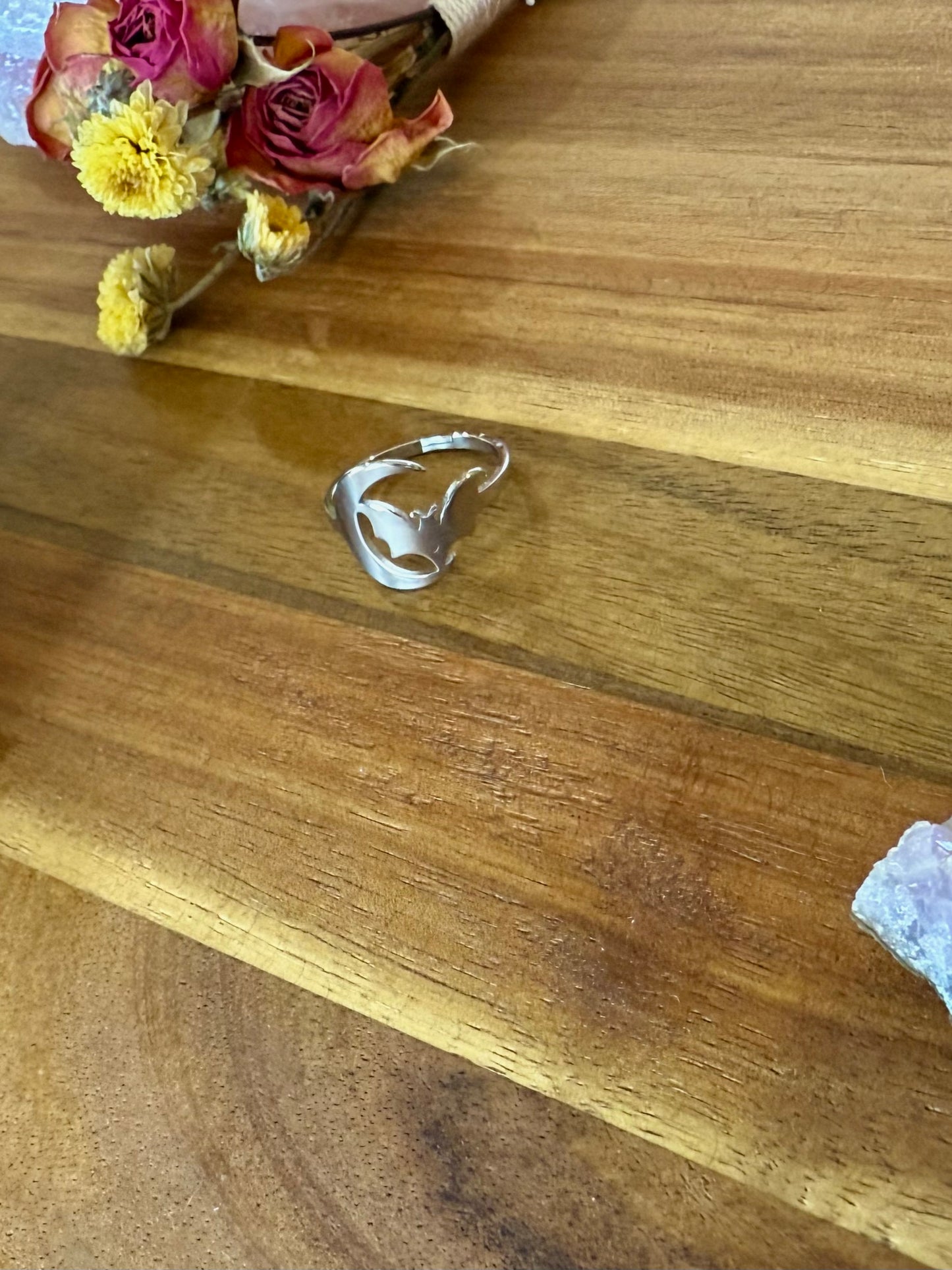 Bat and Moon Adjustable Ring
