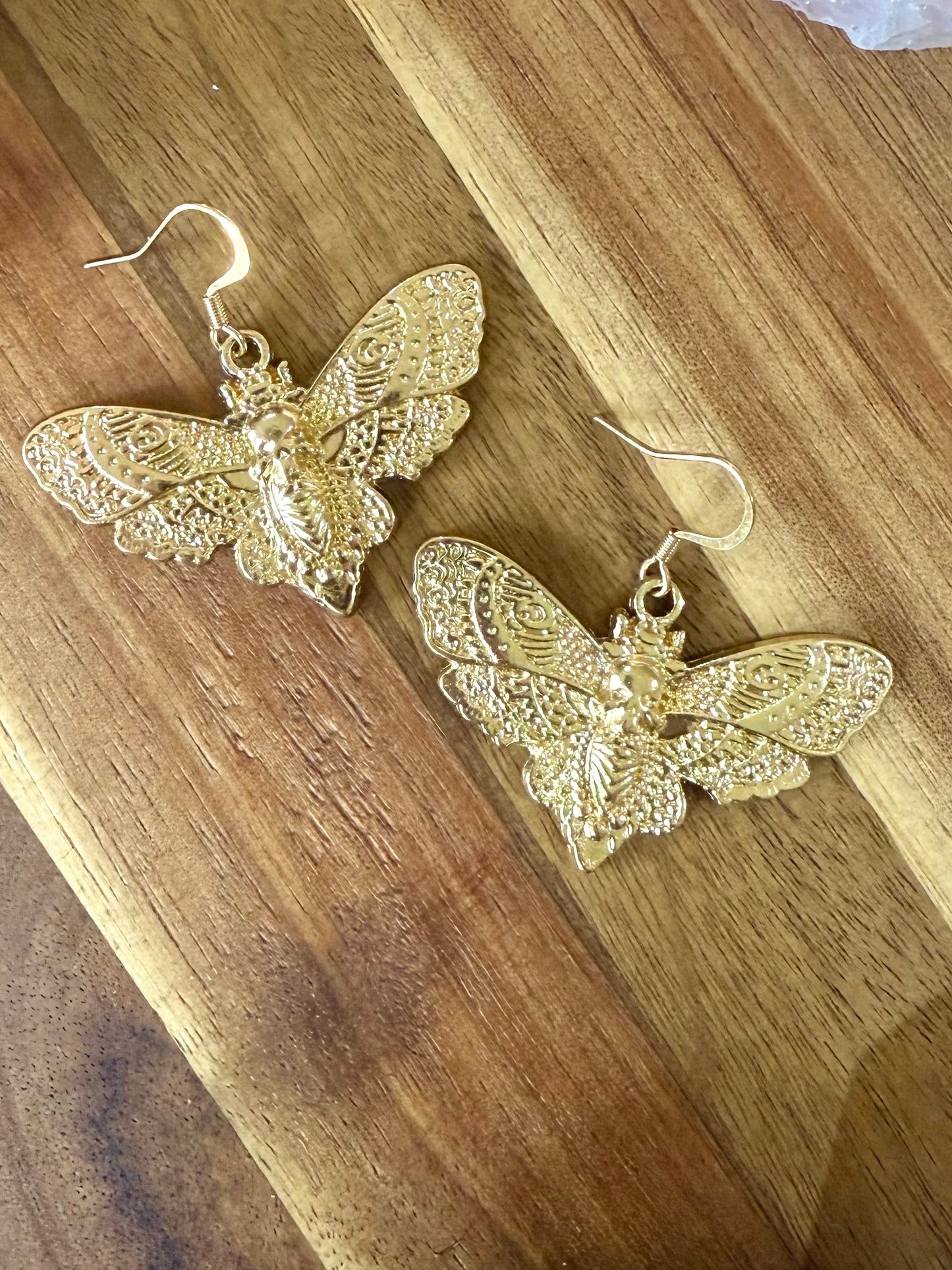 Golden-Hawk Moth Earrings