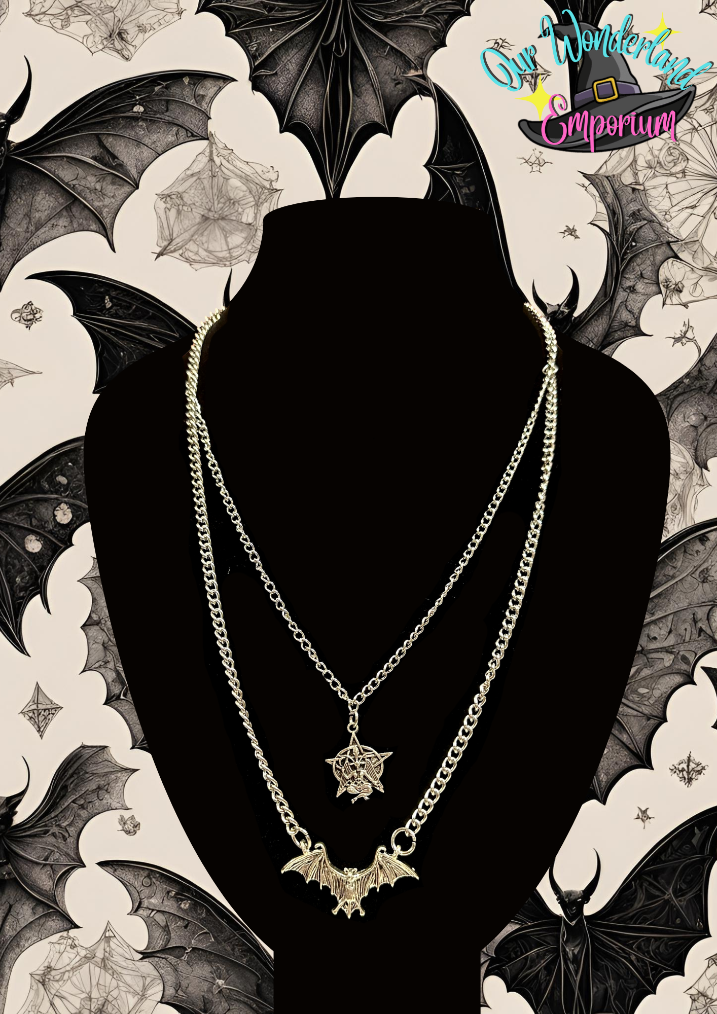 Bataphomet Gothic Necklace on Bust