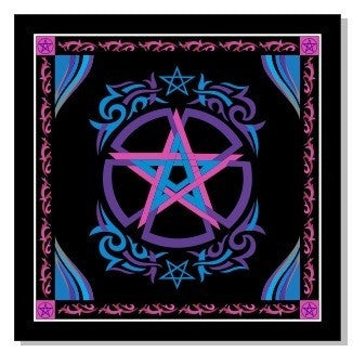 Altar Cloth – Pentacle Purple, Pink And Black
