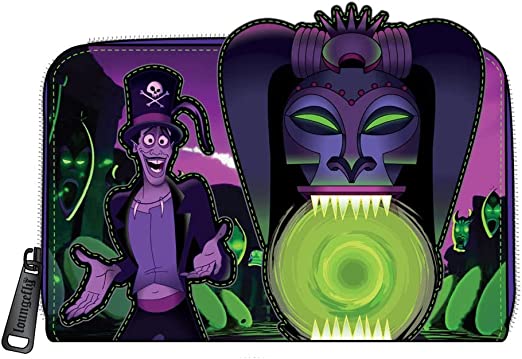 LOUNGEFLY Disney The Princess and the Frog Dr. Facilier Glow in the Dark Zip Around Wallet