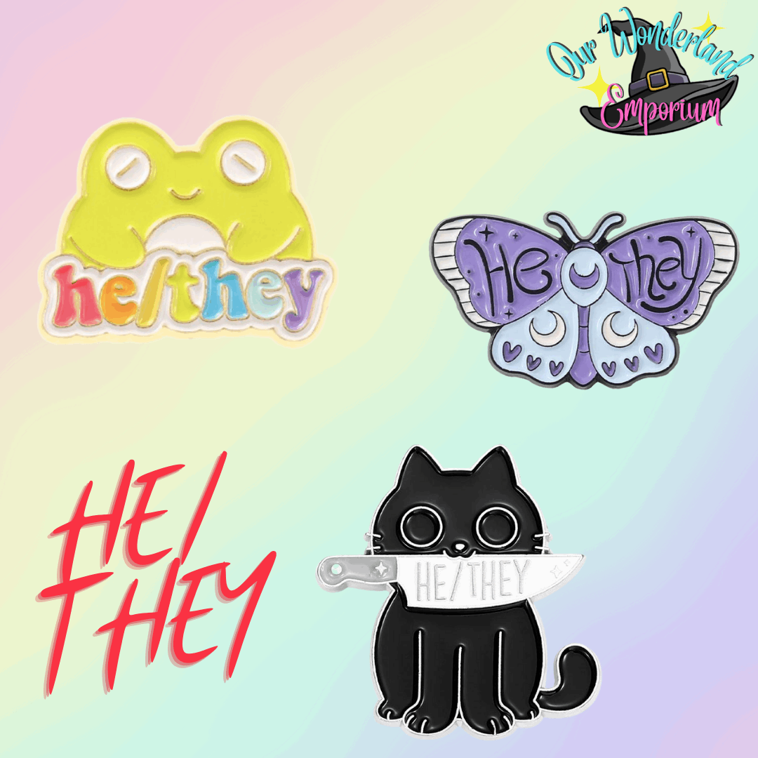 He/They Pronoun Pins