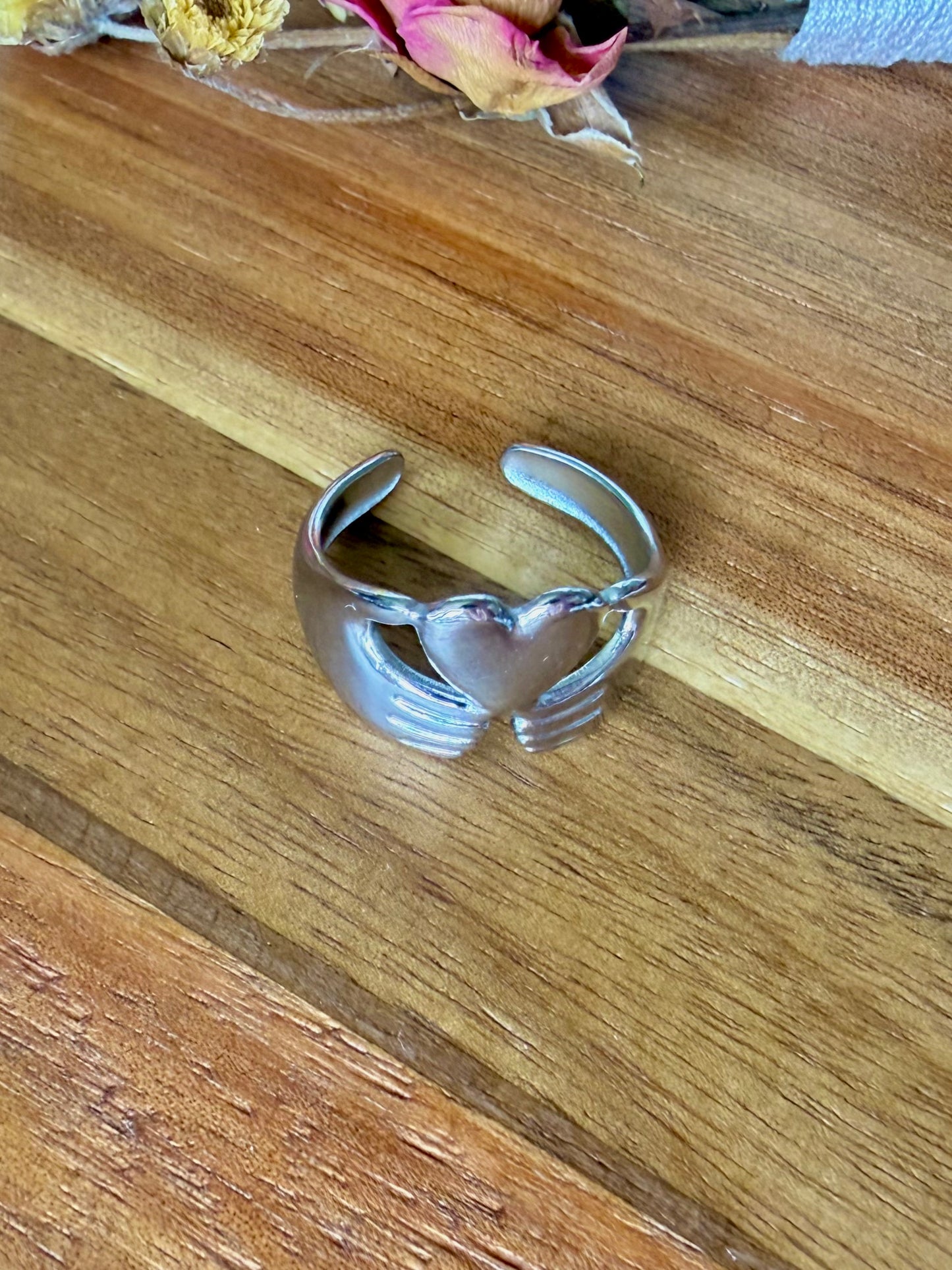Heart & Hands Open Cuff Ring