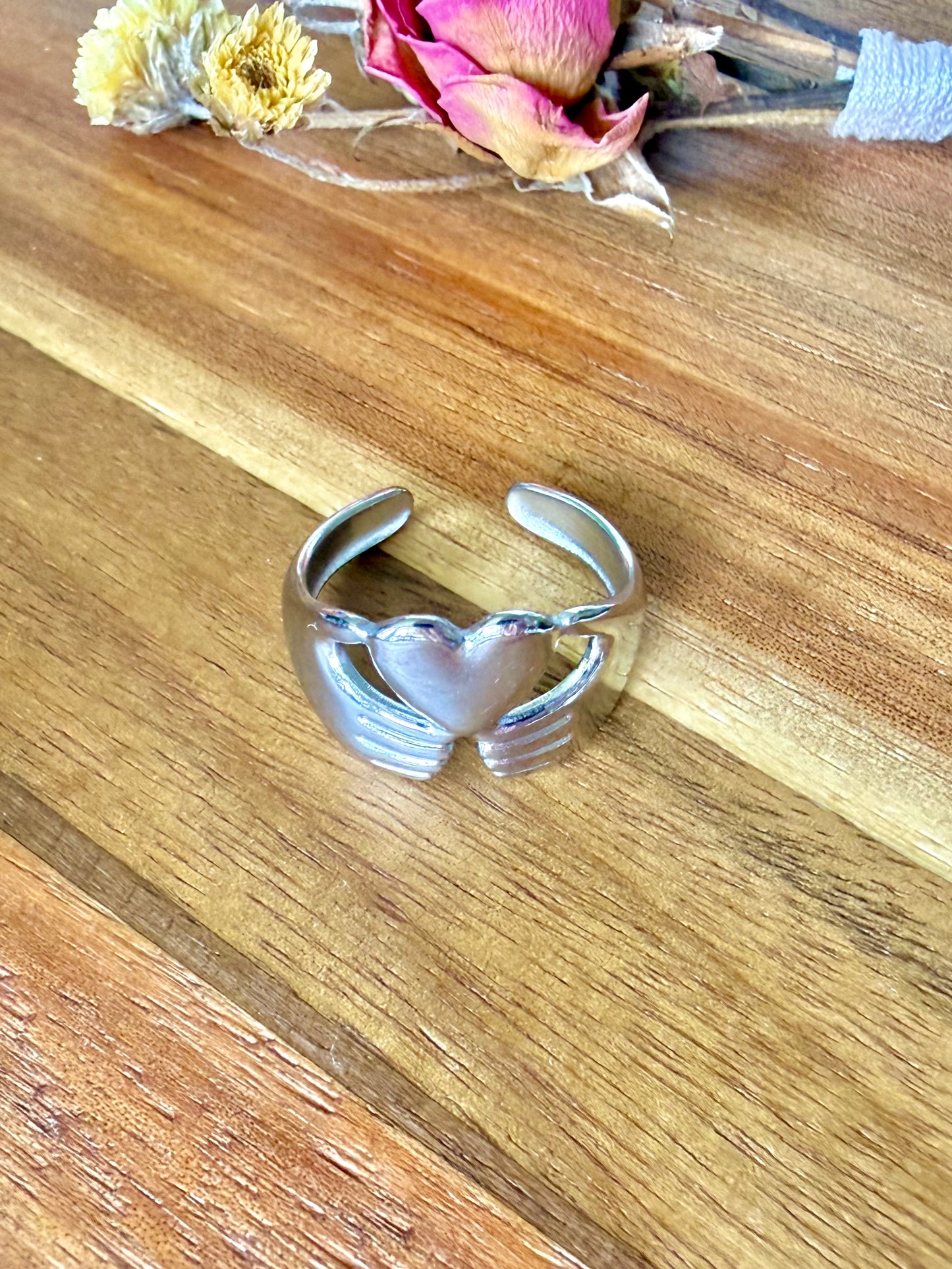 Heart & Hands Open Cuff Ring