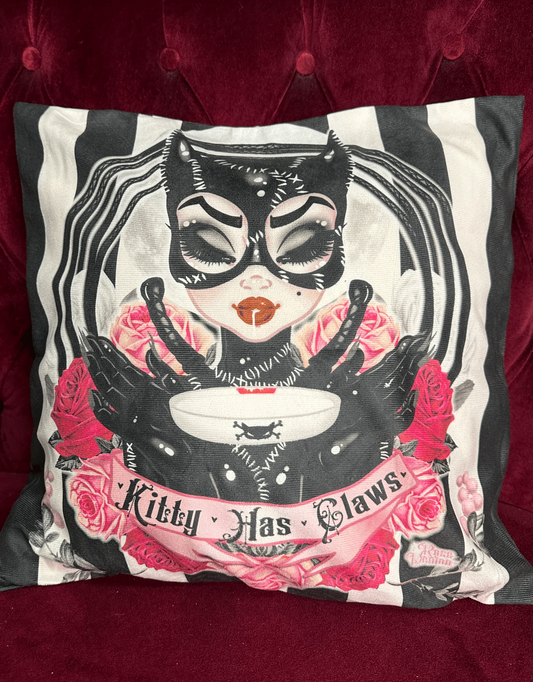 KITTY HAS CLAWS - Rose Demon Cushion Cover