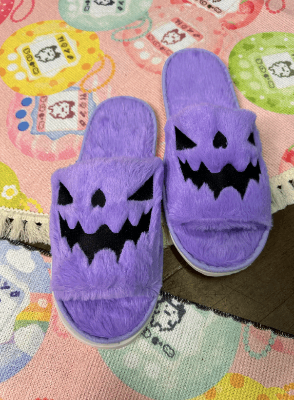 LAVENDER JACKOLANTERN - halloween pumpkin house slippers