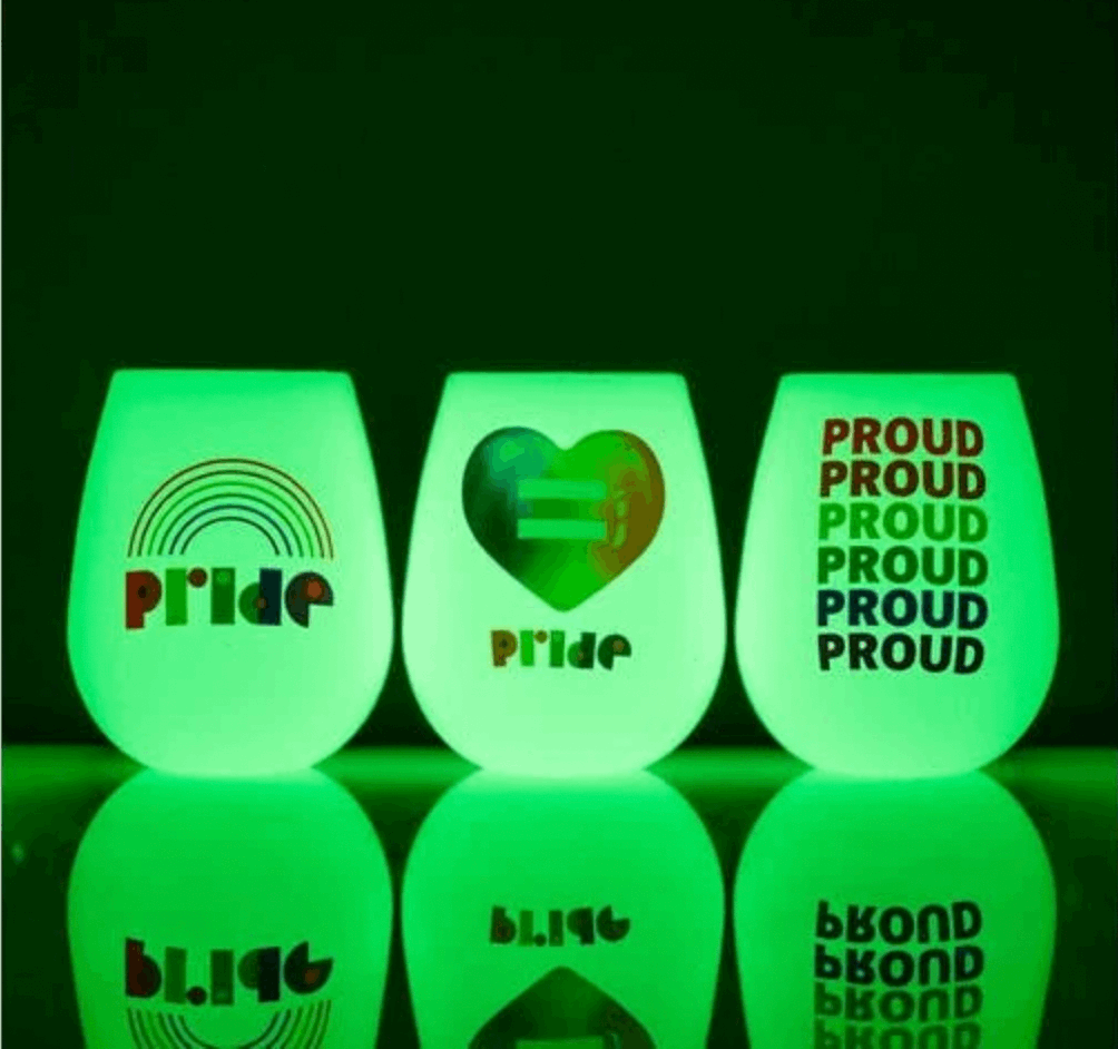 Glow-in-the-Dark Rainbow Pride Wine Cup