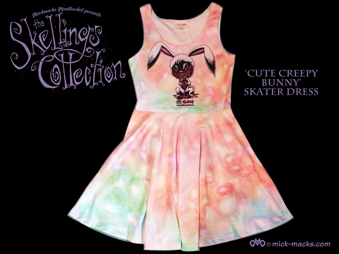 Cute Creepy Bunny Skater Dress